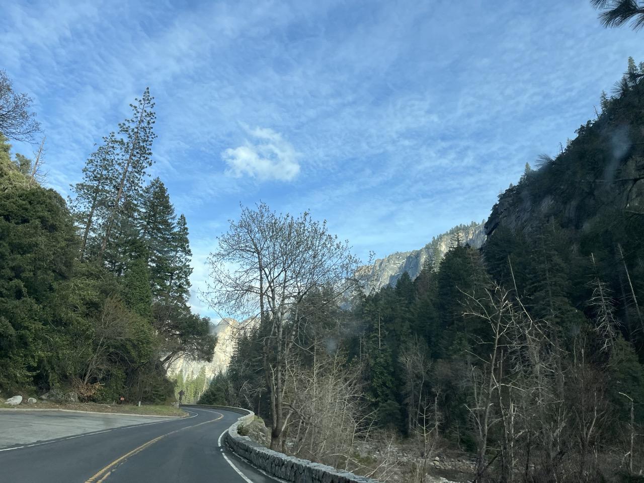 a winding road at yosemite